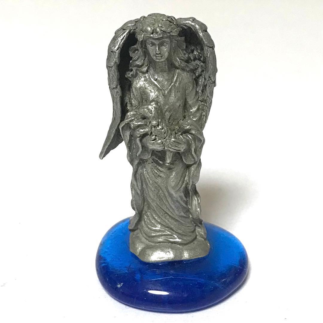 子羊を抱いた大天使 金属像 ビンテージ キリスト教会 彫像 大天使 年代物