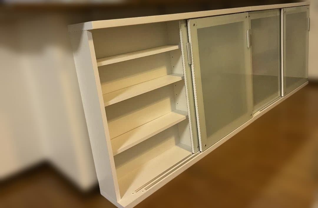 ディノス すりガラス 引き戸 収納庫 奥行22cm カウンター下 スリム収納