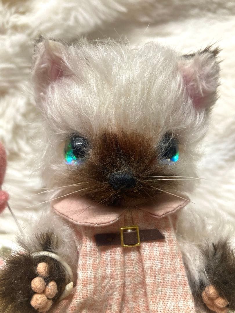 ハンドメイド　作家様　ネコ　シャムネコ　バッグチャーム　チャーム　マスコット