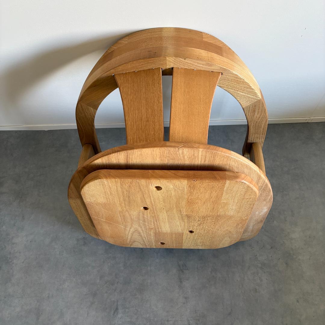 日本製 無垢材 回転座椅子【Ａ】