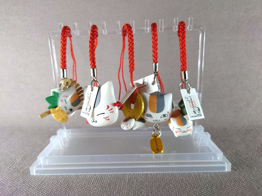 夏目友人帳　ニャンコ先生　ストラップ　根付　縁起物　15個＋ケース