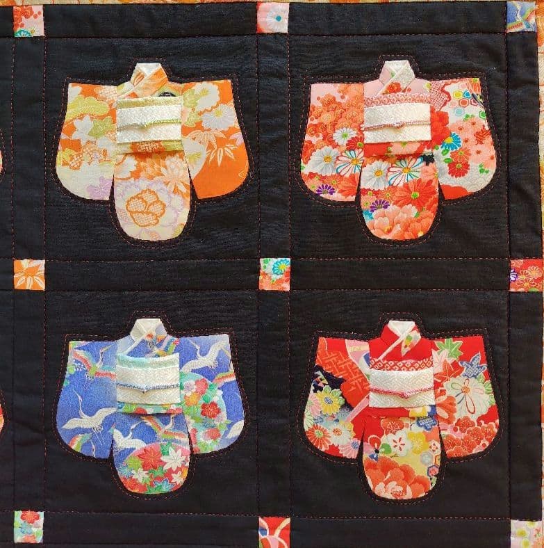 ハンドメイド　パッチワークタペストリー　古布着物