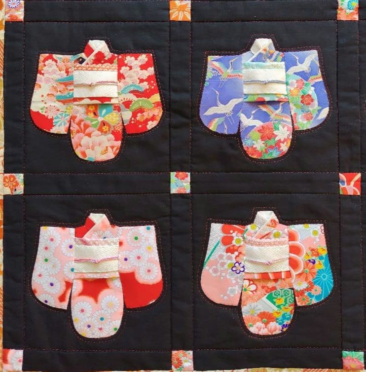 ハンドメイド　パッチワークタペストリー　古布着物