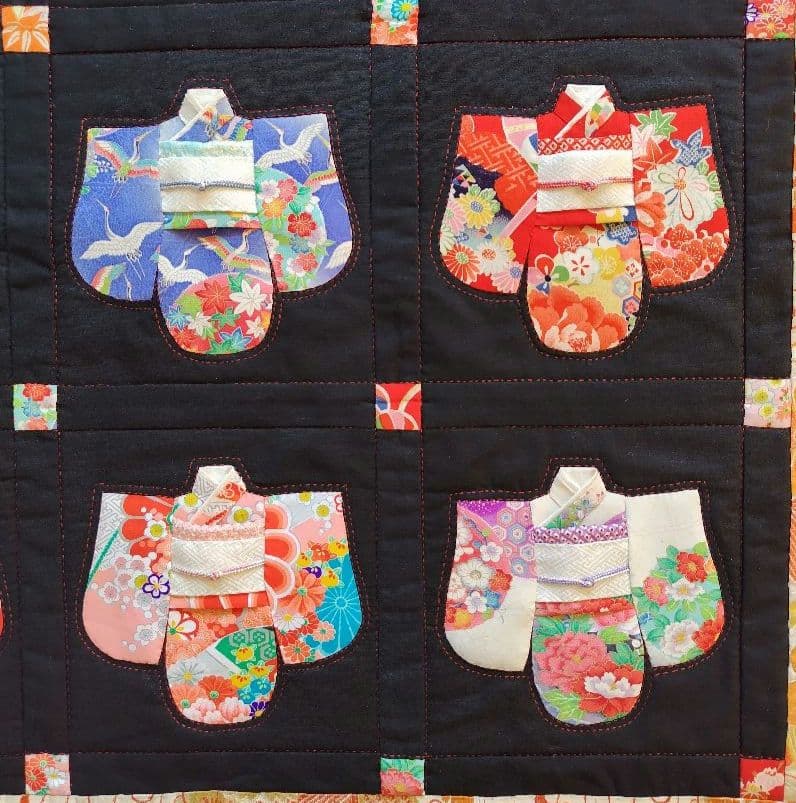 ハンドメイド　パッチワークタペストリー　古布着物