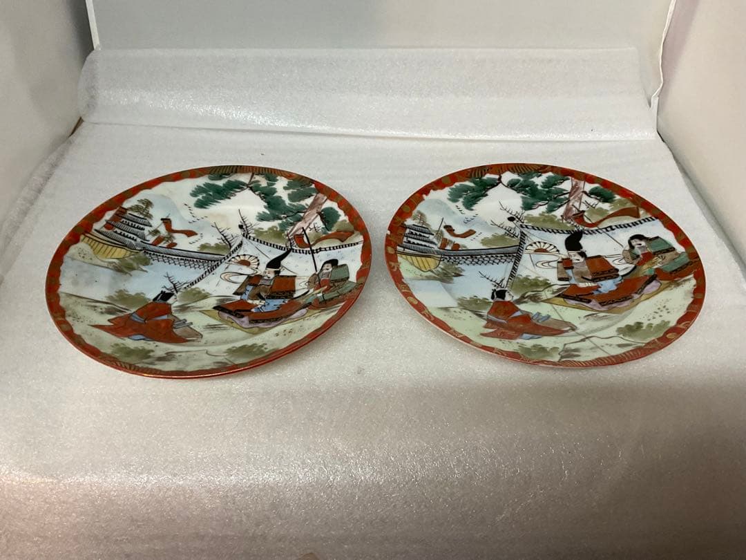 レトロ アンティーク３枚 hand painted オールドノリタケ ？ 富士松