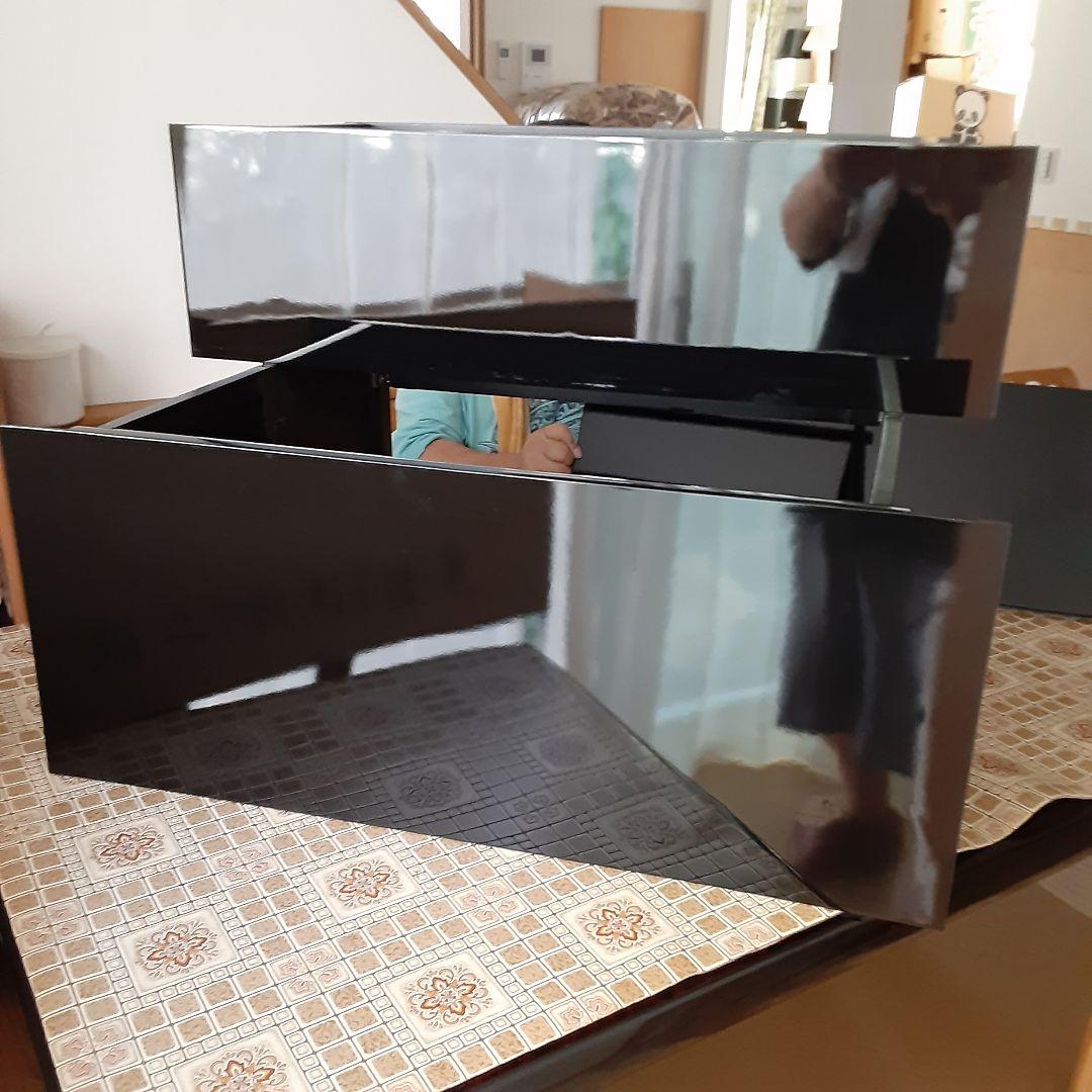 黒塗り飾り棚(二段・組み立て式)