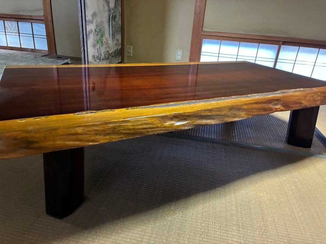 【CDBR】無垢材高級一枚板テーブル　長方形座卓　ヴィンテージ