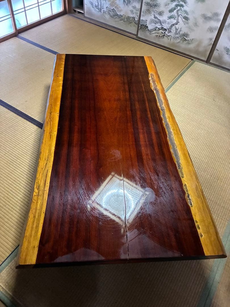 【CDBR】無垢材高級一枚板テーブル　長方形座卓　ヴィンテージ