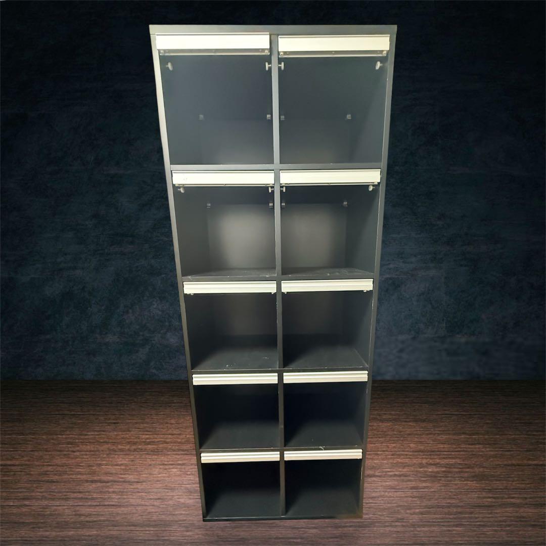 ディスプレイラック フラップ扉 10マス（5段×2列）ブラック