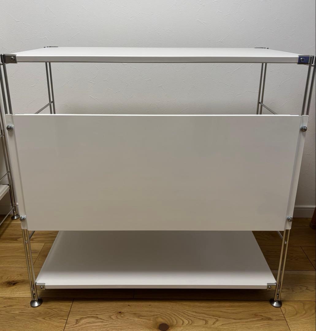 無印　ステンレスユニットシェルフ　ワイド小　ライトグレー　バックパネル付