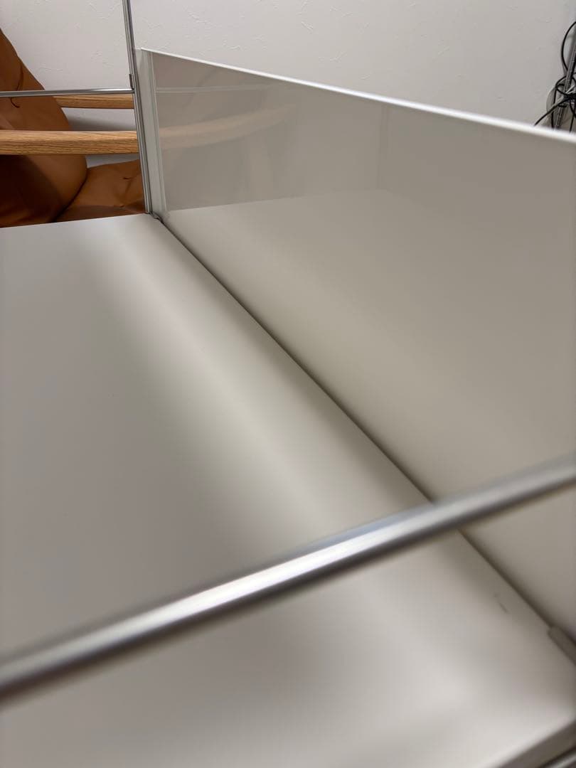 無印　ステンレスユニットシェルフ　ワイド小　ライトグレー　バックパネル付