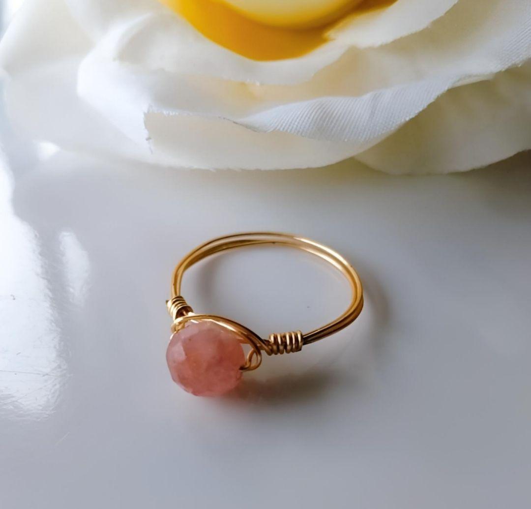 Kgf14 希少石 天然石 キラキラカット ピンクスピネル リング