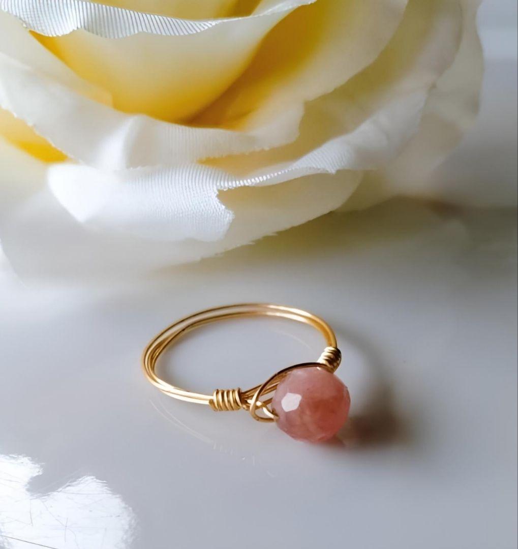 Kgf14 希少石 天然石 キラキラカット ピンクスピネル リング