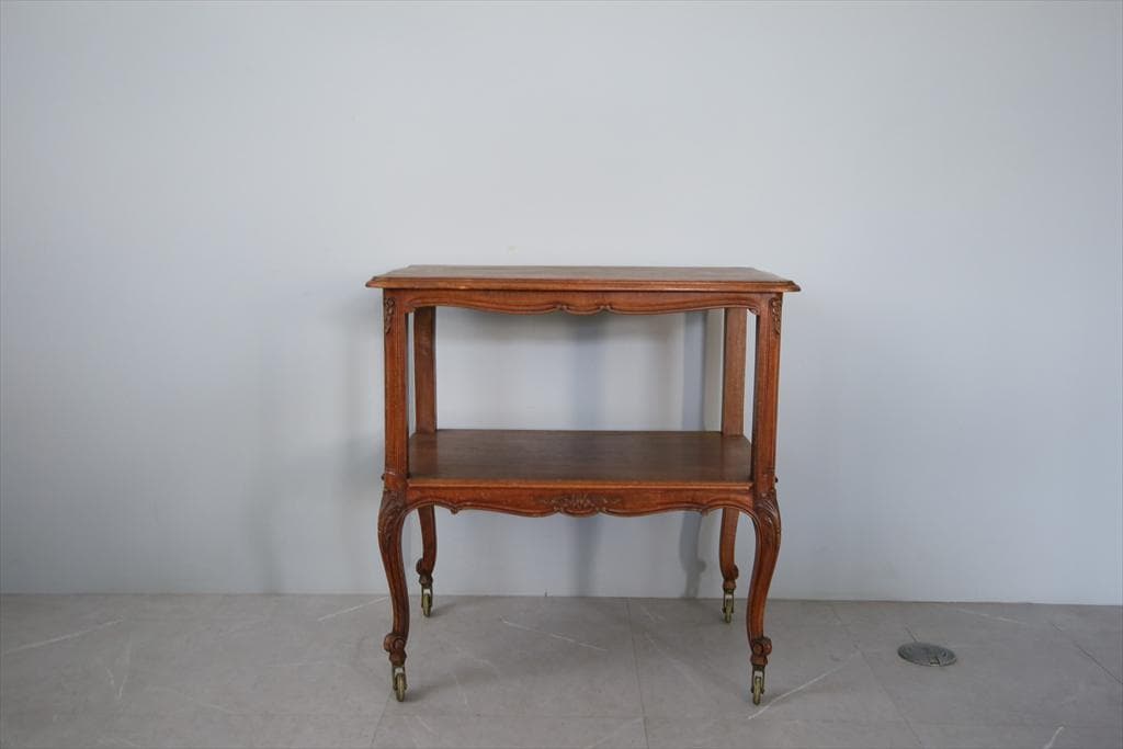 フランスアンティーク猫脚キッチンワゴン/木製トロリー/サイドテーブル90-134