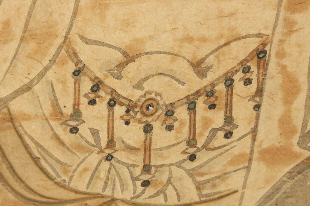 No5455 掛軸　在印　雲仙　観音菩薩像　紙本淡彩　仏教美術　仏画　送料無料