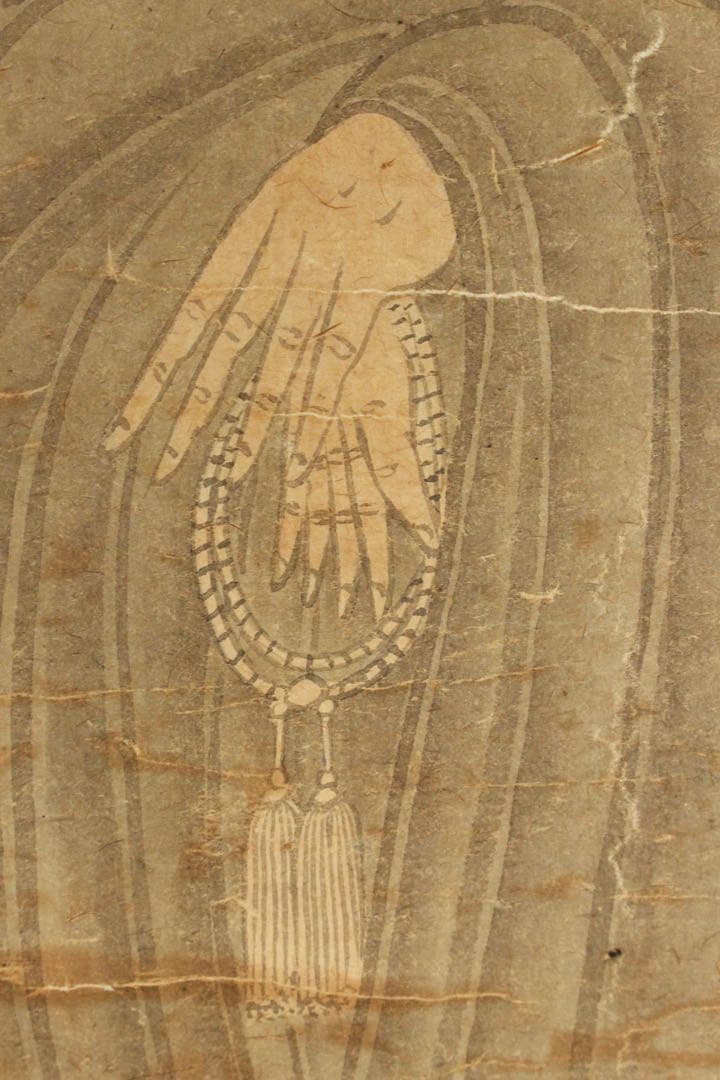 No5455 掛軸　在印　雲仙　観音菩薩像　紙本淡彩　仏教美術　仏画　送料無料