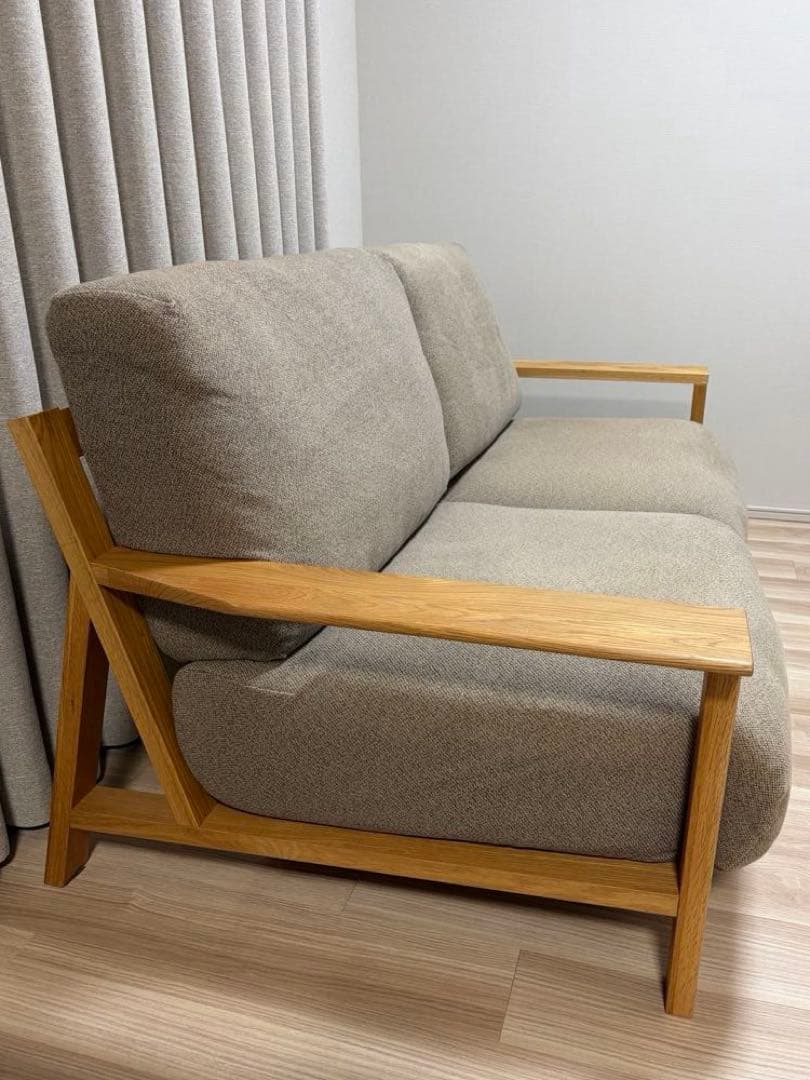 無印良品 木製フレームソファ 2.5シーター オーク材 ブラウン