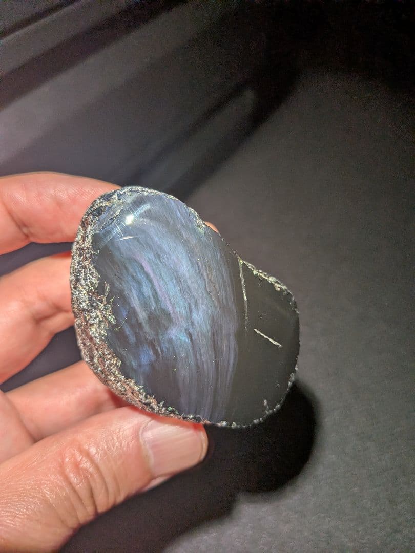研磨品　十勝玲瓏　パープル、ブルーオーロラ　レインボーオブシディアン