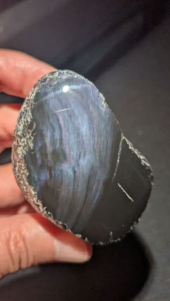 研磨品　十勝玲瓏　パープル、ブルーオーロラ　レインボーオブシディアン