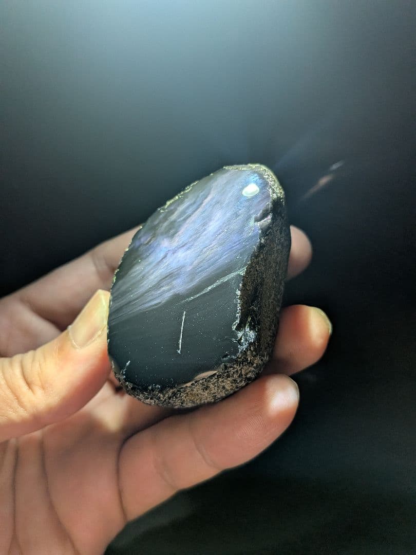 研磨品　十勝玲瓏　パープル、ブルーオーロラ　レインボーオブシディアン