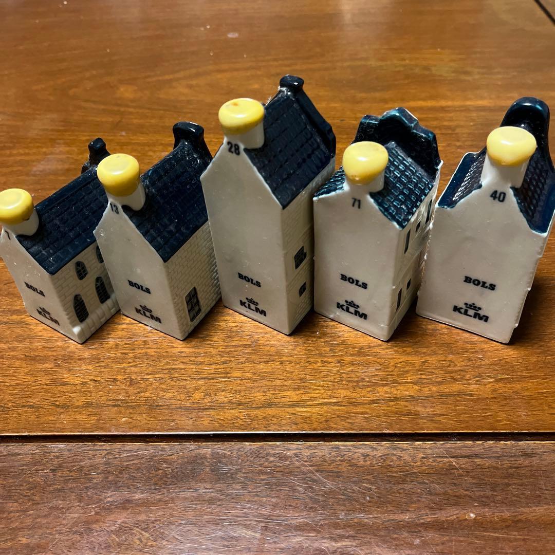BOLS KLM オランダ航空デルフト焼陶器製ブルーハウス5個セット