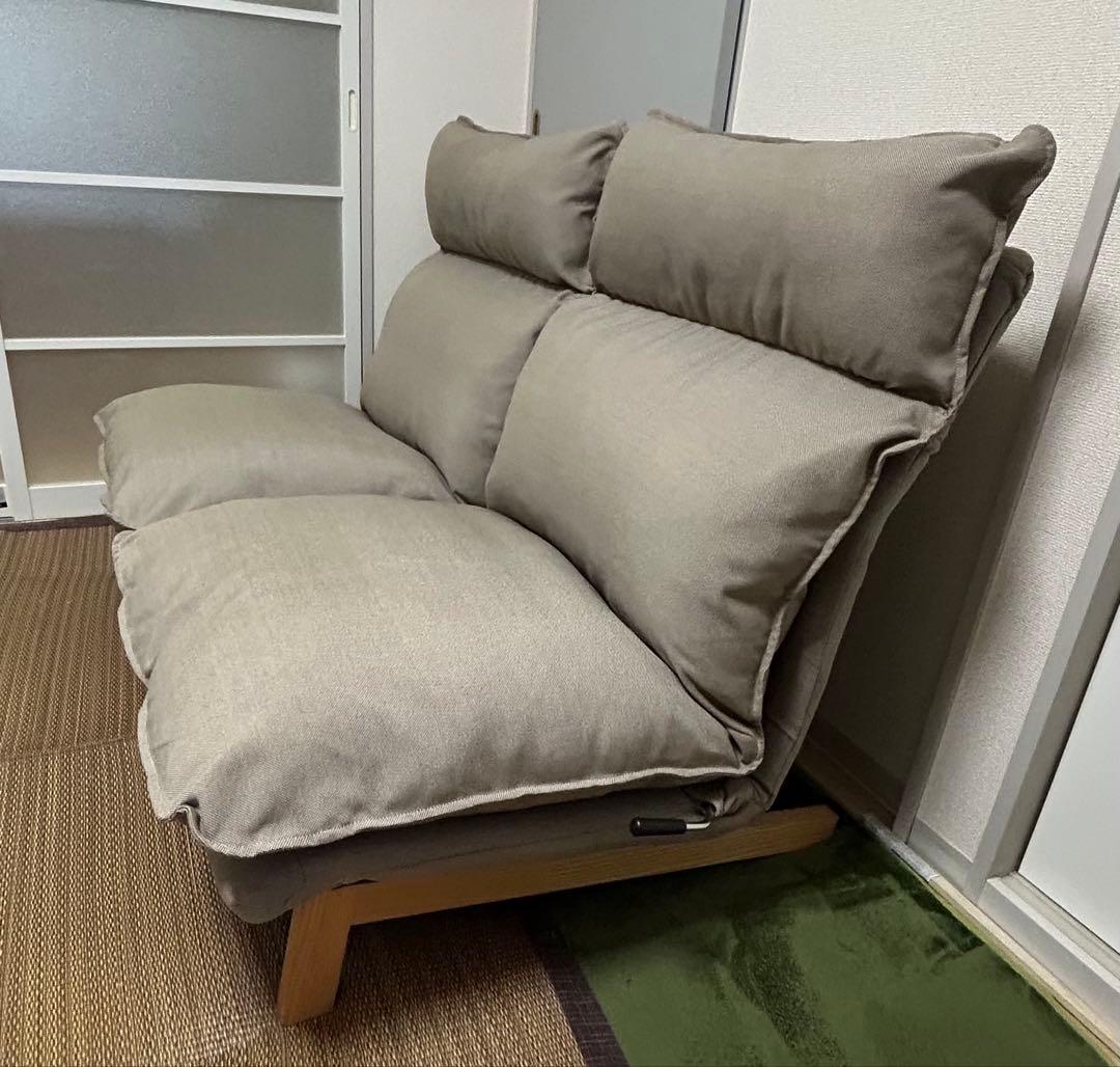 無印良品（MUJI）ハイバックリクライニングソファ 2人掛け グレーベージュ