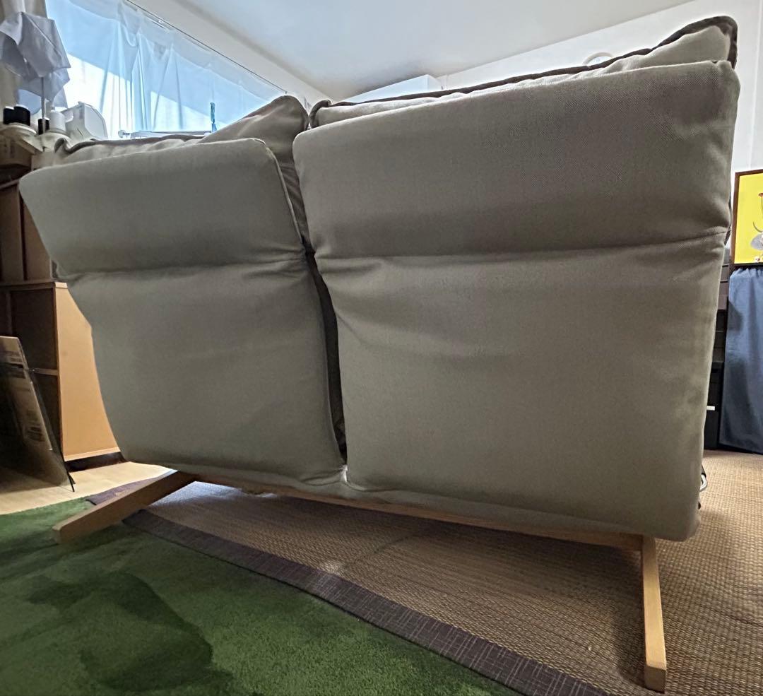 無印良品（MUJI）ハイバックリクライニングソファ 2人掛け グレーベージュ