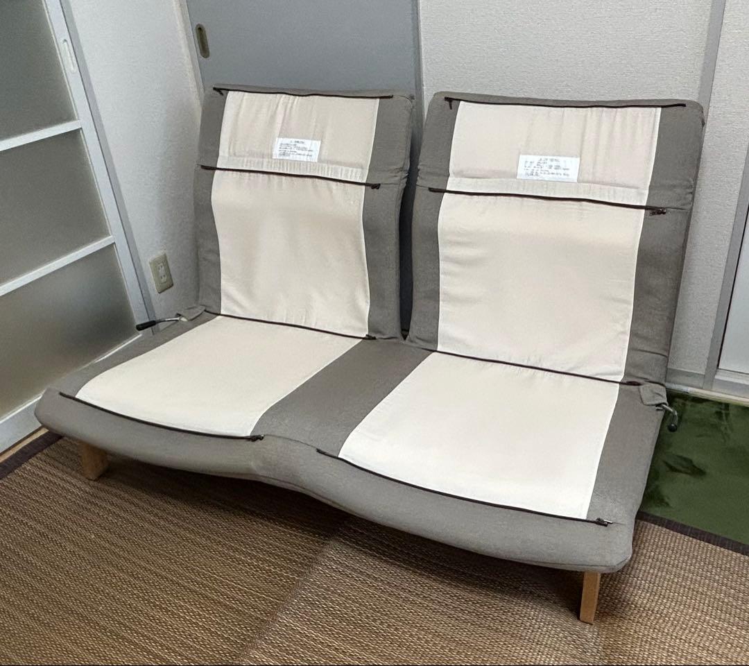 無印良品（MUJI）ハイバックリクライニングソファ 2人掛け グレーベージュ