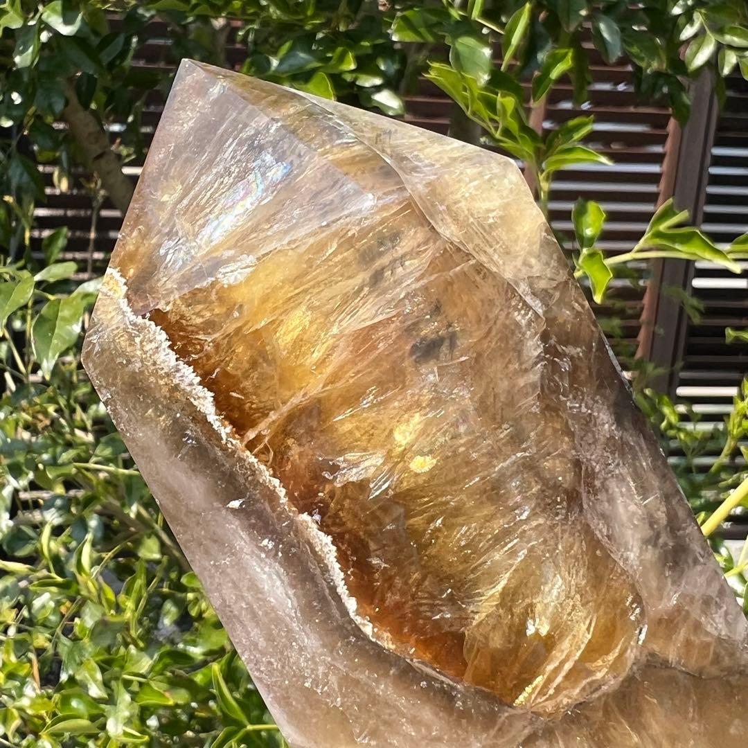 ✨美しい色合いと模様✨イエロー フローライト ダブルポイント 天然石 原石 置物