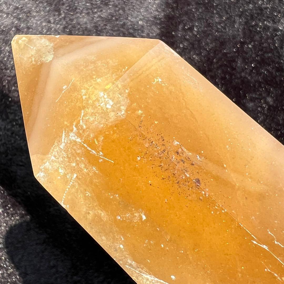 ✨美しい色合いと模様✨イエロー フローライト ダブルポイント 天然石 原石 置物