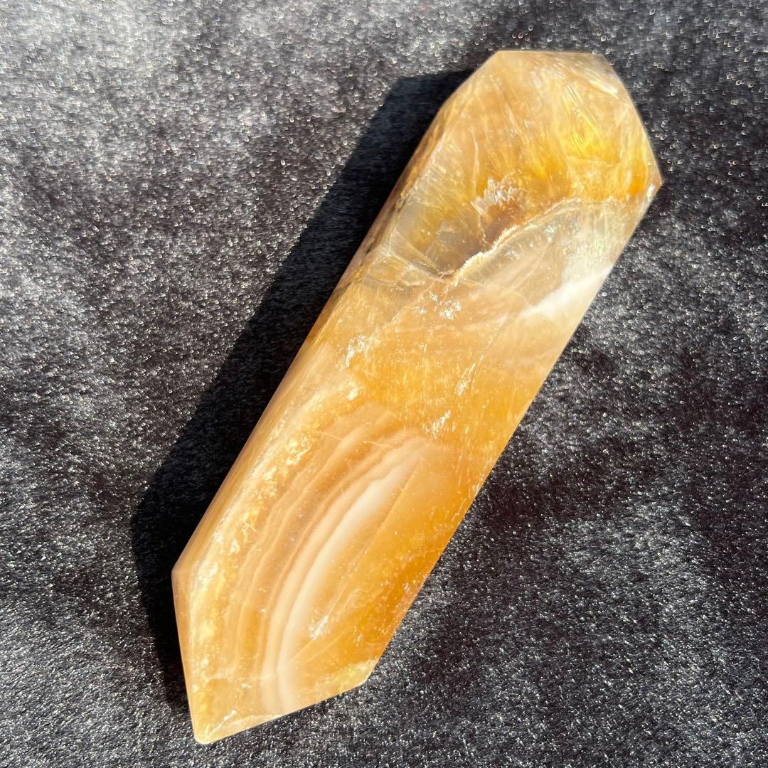 ✨美しい色合いと模様✨イエロー フローライト ダブルポイント 天然石 原石 置物