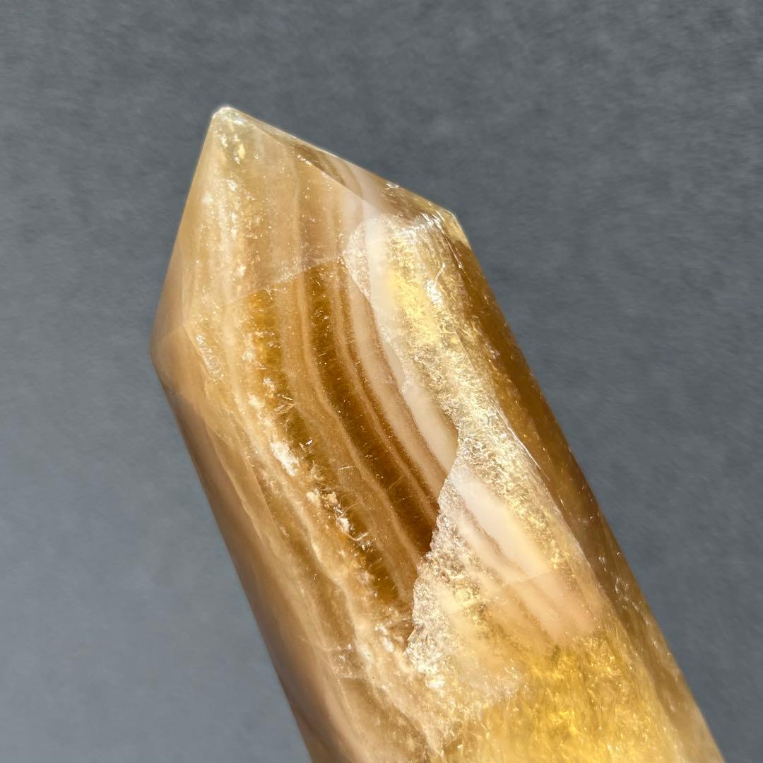 ✨美しい色合いと模様✨イエロー フローライト ダブルポイント 天然石 原石 置物