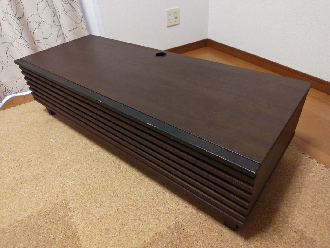 ダークブラウン 木製 テレビボード スリットデザイン