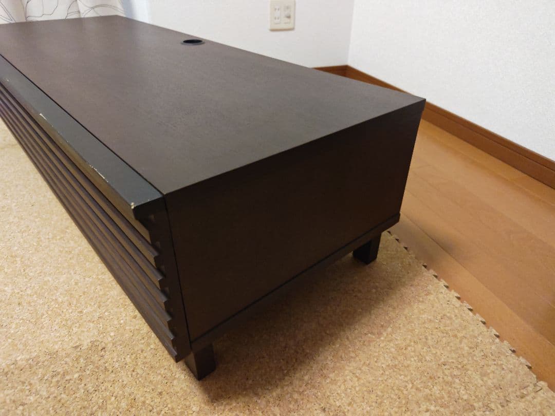 ダークブラウン 木製 テレビボード スリットデザイン