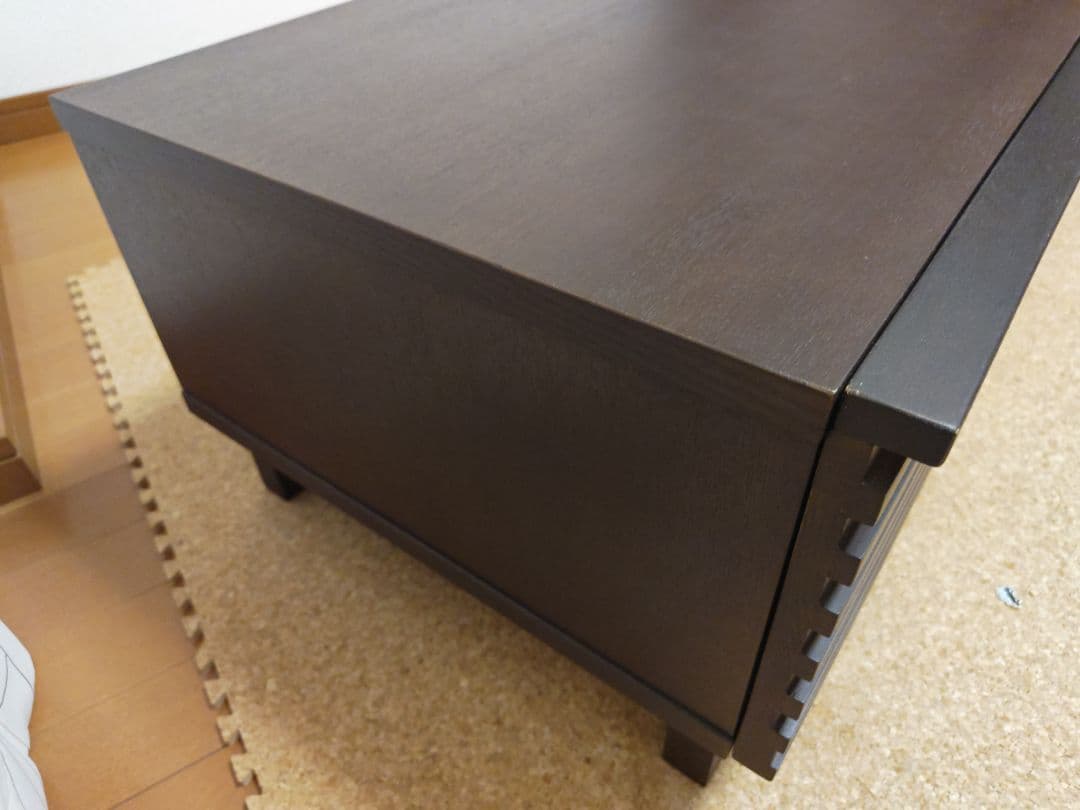 ダークブラウン 木製 テレビボード スリットデザイン