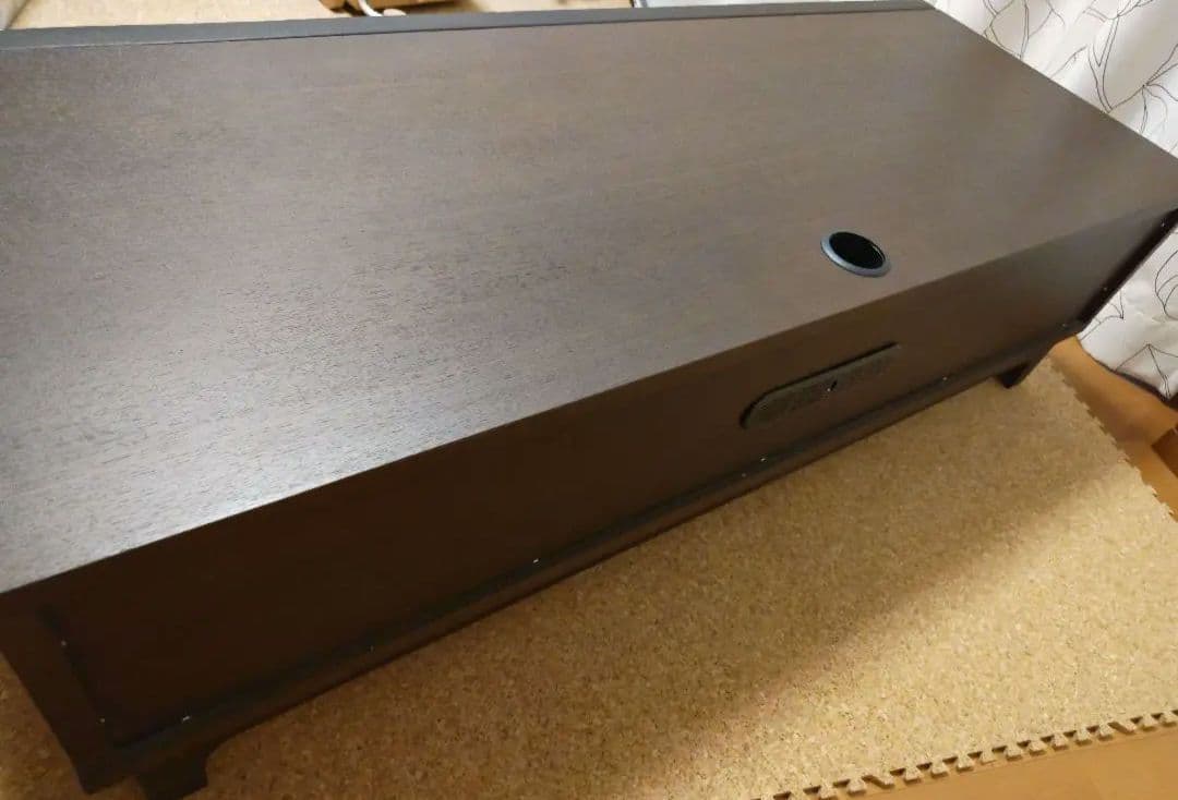 ダークブラウン 木製 テレビボード スリットデザイン