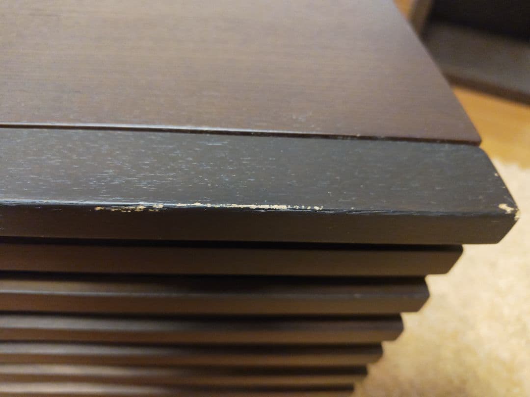 ダークブラウン 木製 テレビボード スリットデザイン