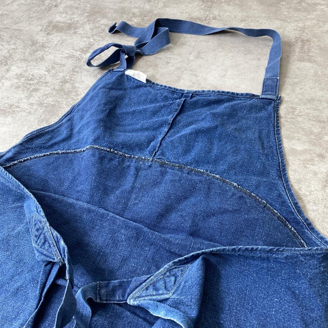 70s Bragard 刺繍タグ ヘビーリネンエプロン