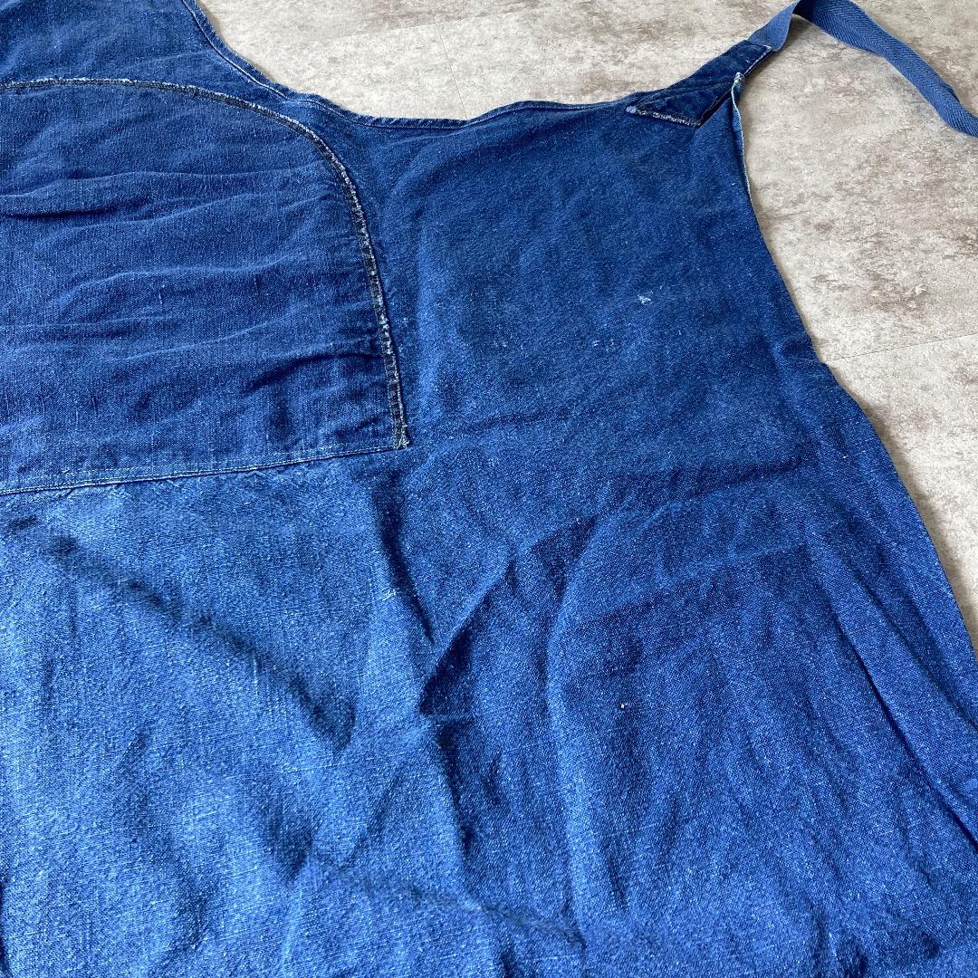 70s Bragard 刺繍タグ ヘビーリネンエプロン