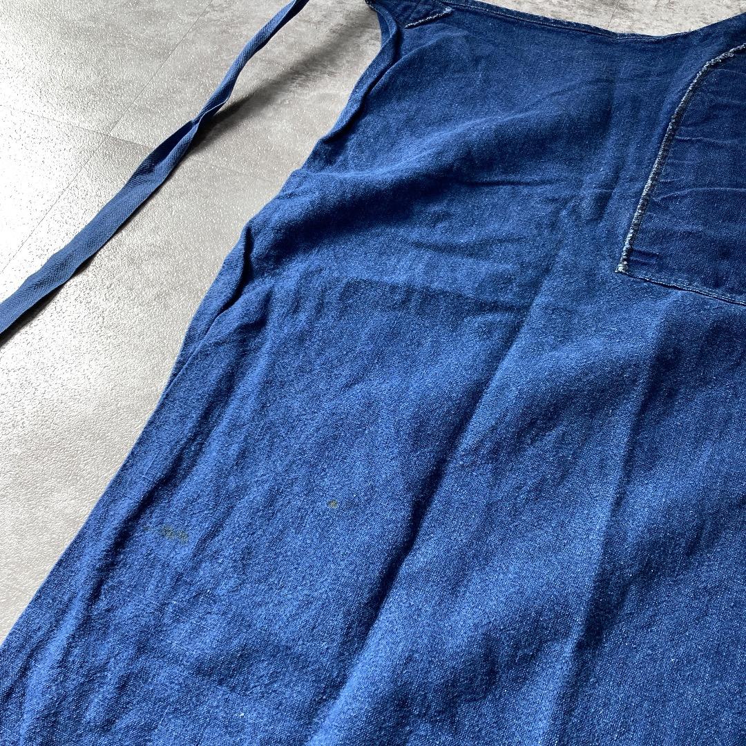 70s Bragard 刺繍タグ ヘビーリネンエプロン