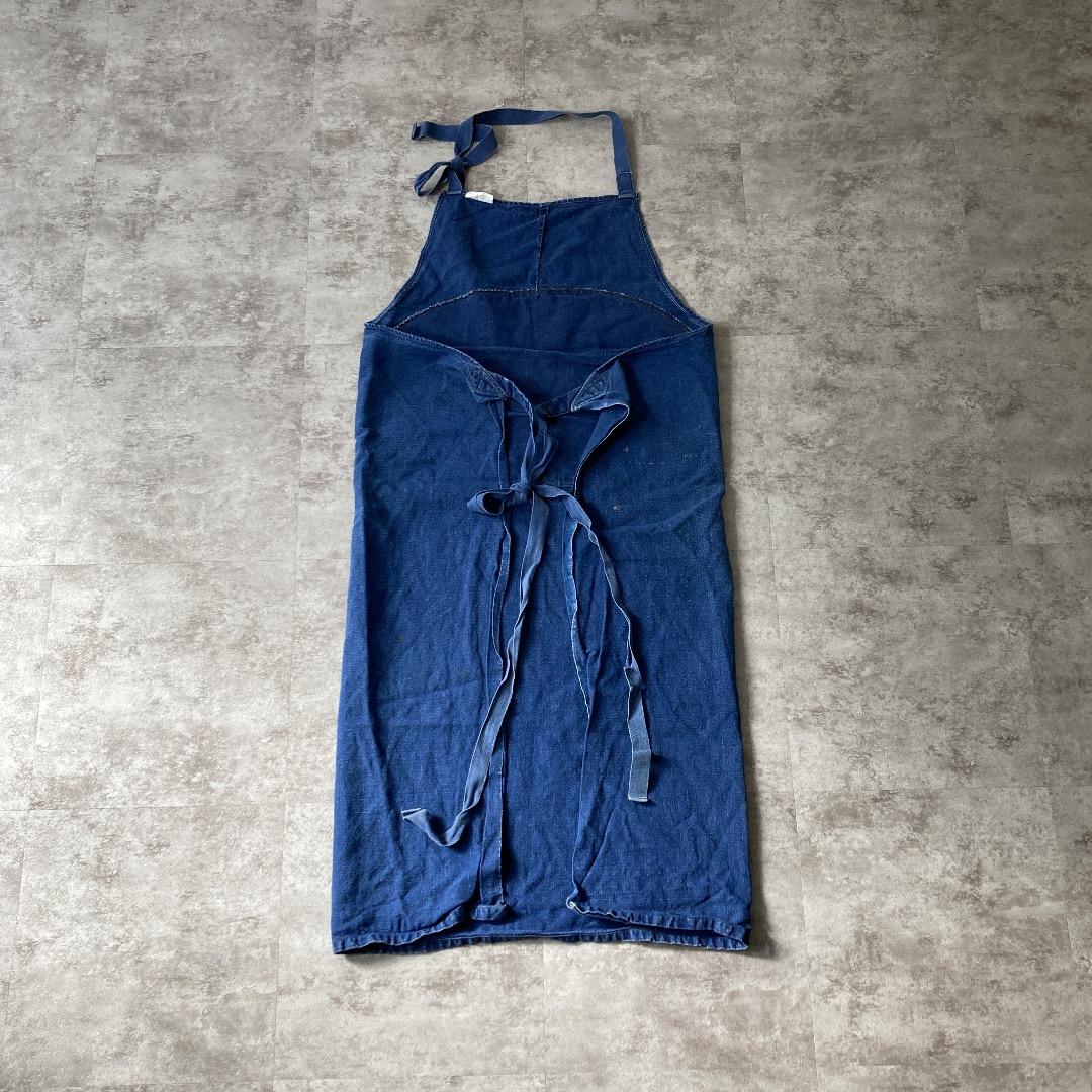 70s Bragard 刺繍タグ ヘビーリネンエプロン