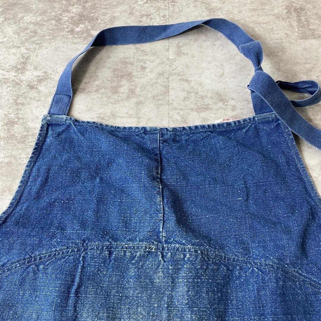 70s Bragard 刺繍タグ ヘビーリネンエプロン