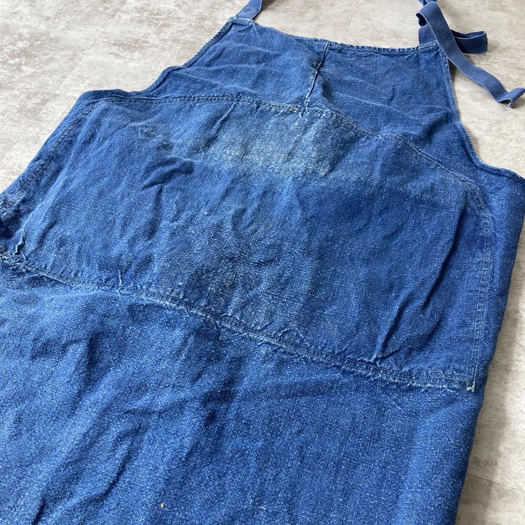 70s Bragard 刺繍タグ ヘビーリネンエプロン