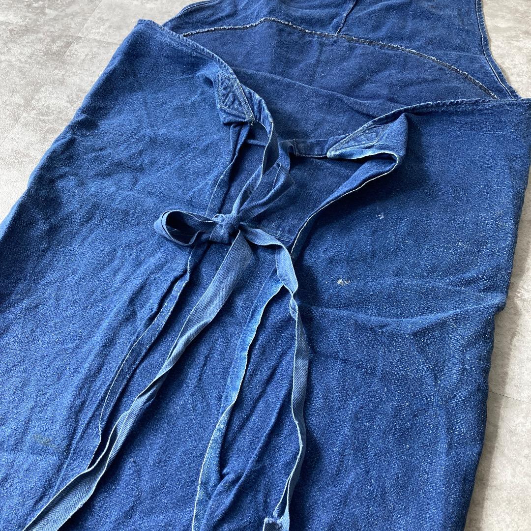 70s Bragard 刺繍タグ ヘビーリネンエプロン