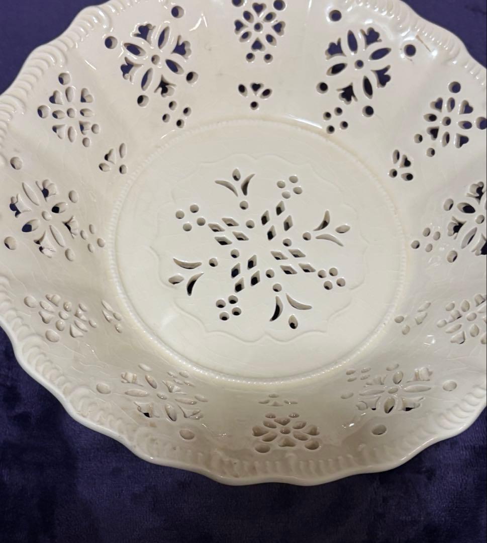 ロイヤルクリームウェア 透かし彫り コンポート 皿 イギリス製 王室御用達