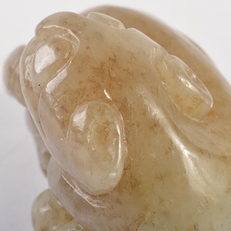 中国　玉石彫刻　神獣刻　根付　紙鎮　置物　C　7265E