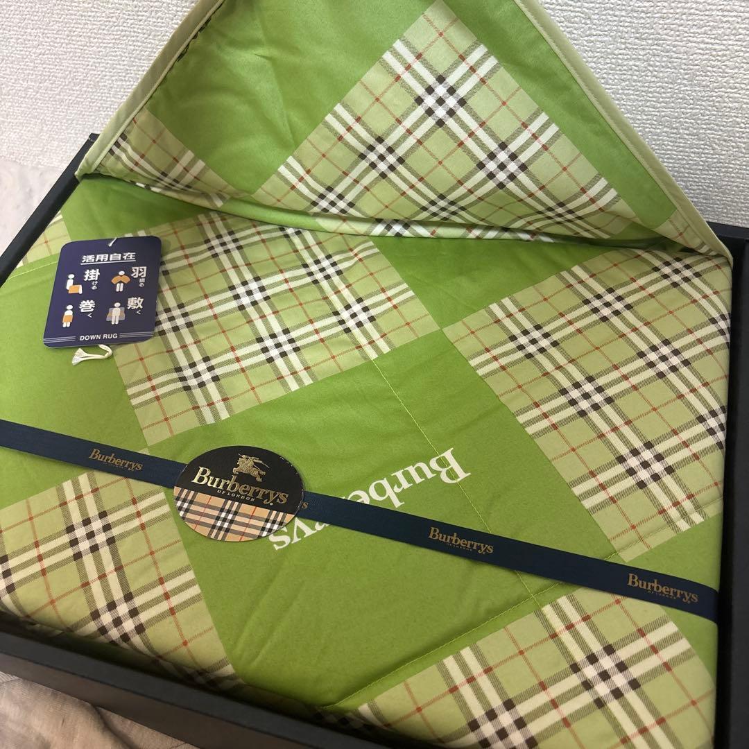 【新品未使用】Burberrys バーバリー 緑 チェック柄ブランケット