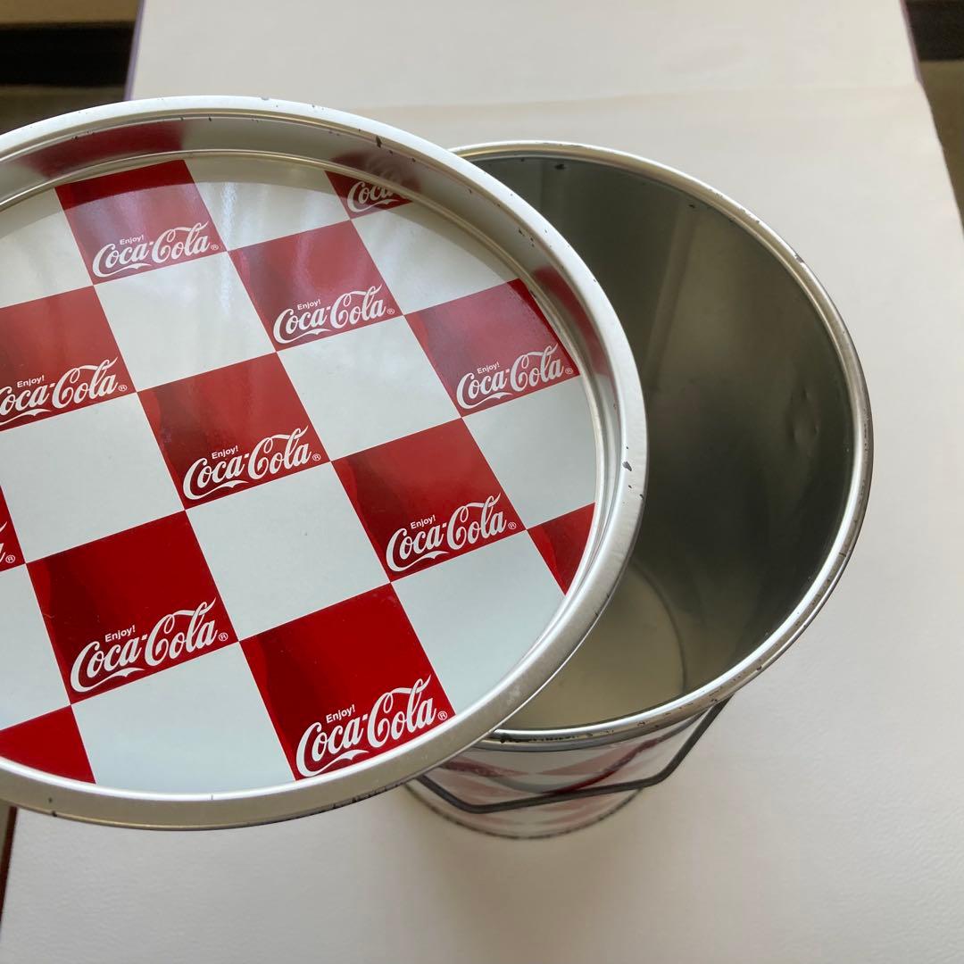コカコーラ 缶 容器 蓋付き 収納 小物入れ チェック柄 金属 ポップ レトロ