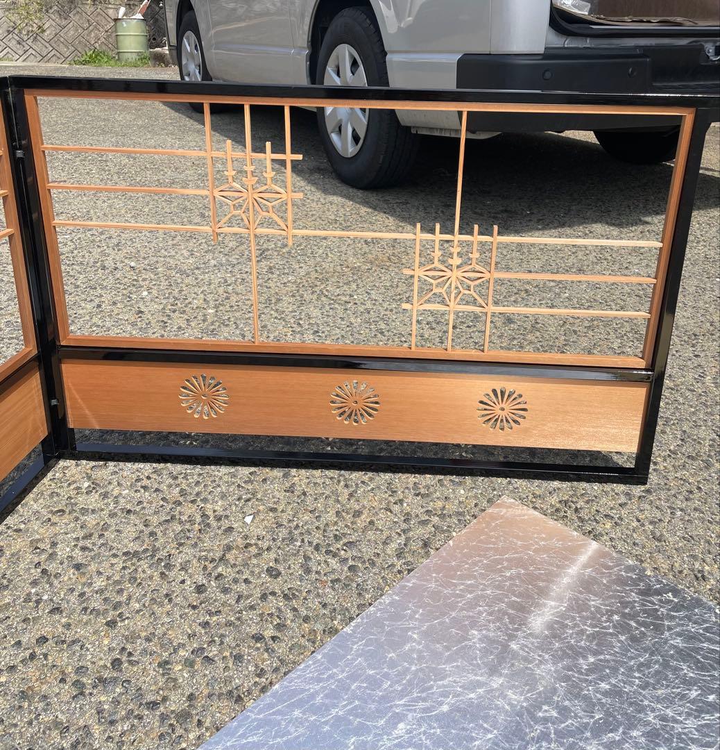 美品　茶道具 風炉先 黒塗縁 桐格子/金/銀 静邦 作 両面使い 京間用 屏風