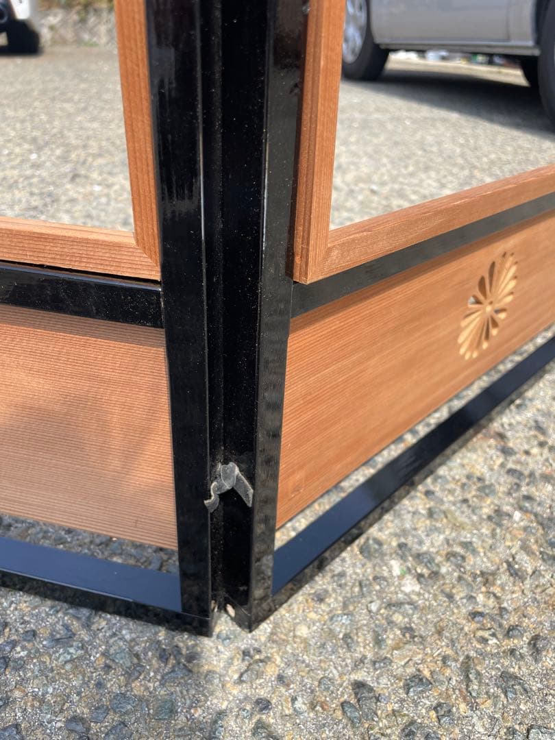 美品　茶道具 風炉先 黒塗縁 桐格子/金/銀 静邦 作 両面使い 京間用 屏風